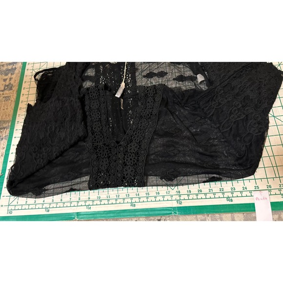 Monoreno Size M Shirt Kimono Black Sheer Embroidered Mesh Lace Boho Oversized - Picture 5 of 8